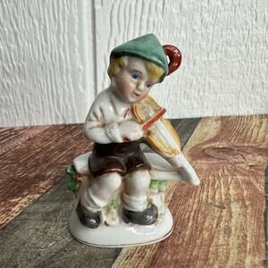 Bavarian German Boy Playing Violin Figurine Porcelain Made In Occupied Japan VTG